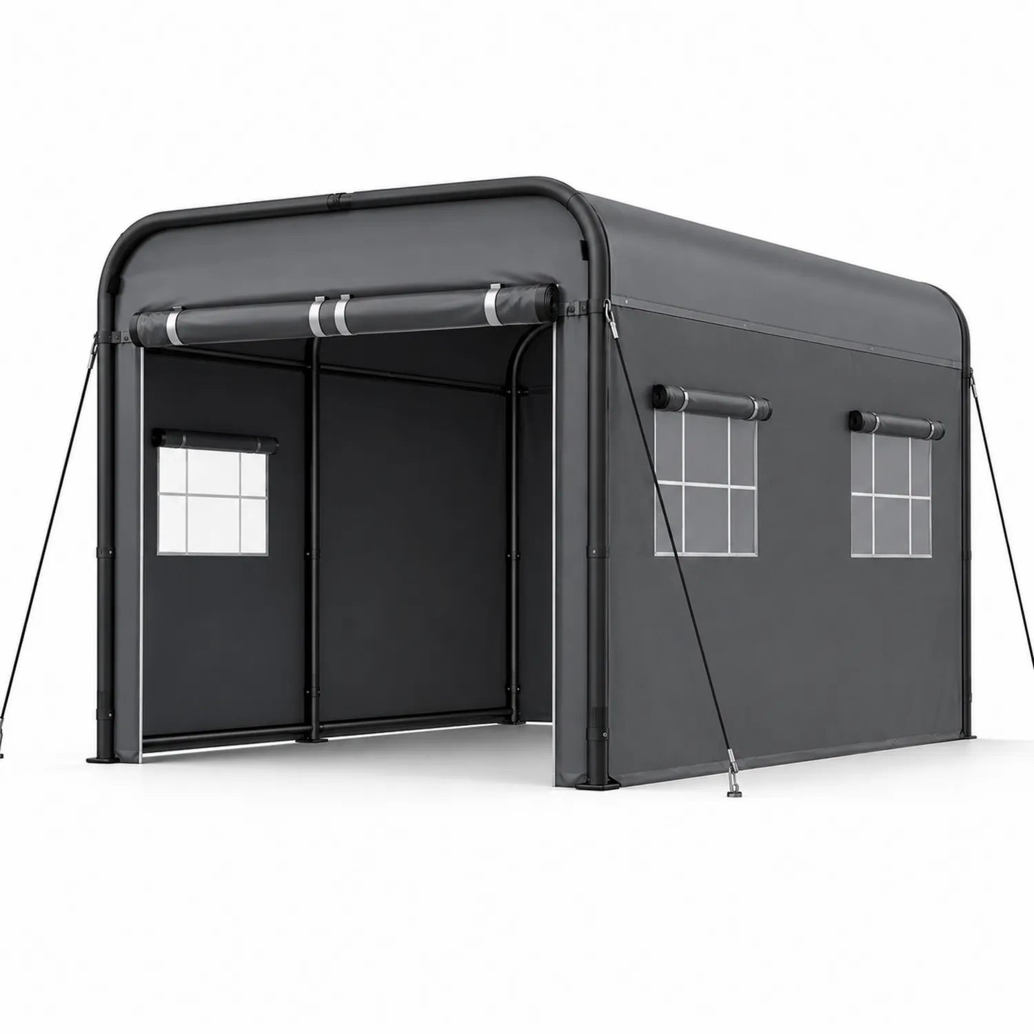 Carpa de Garaje Plegable de Acero y Poliéster Gris