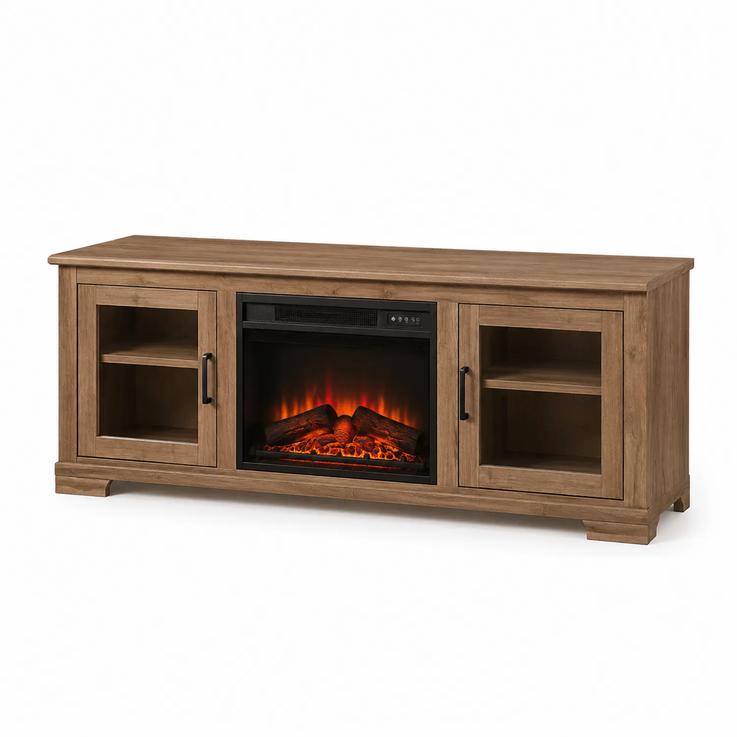 Mesa de TV de Madera Marrón con Chimenea Eléctrica