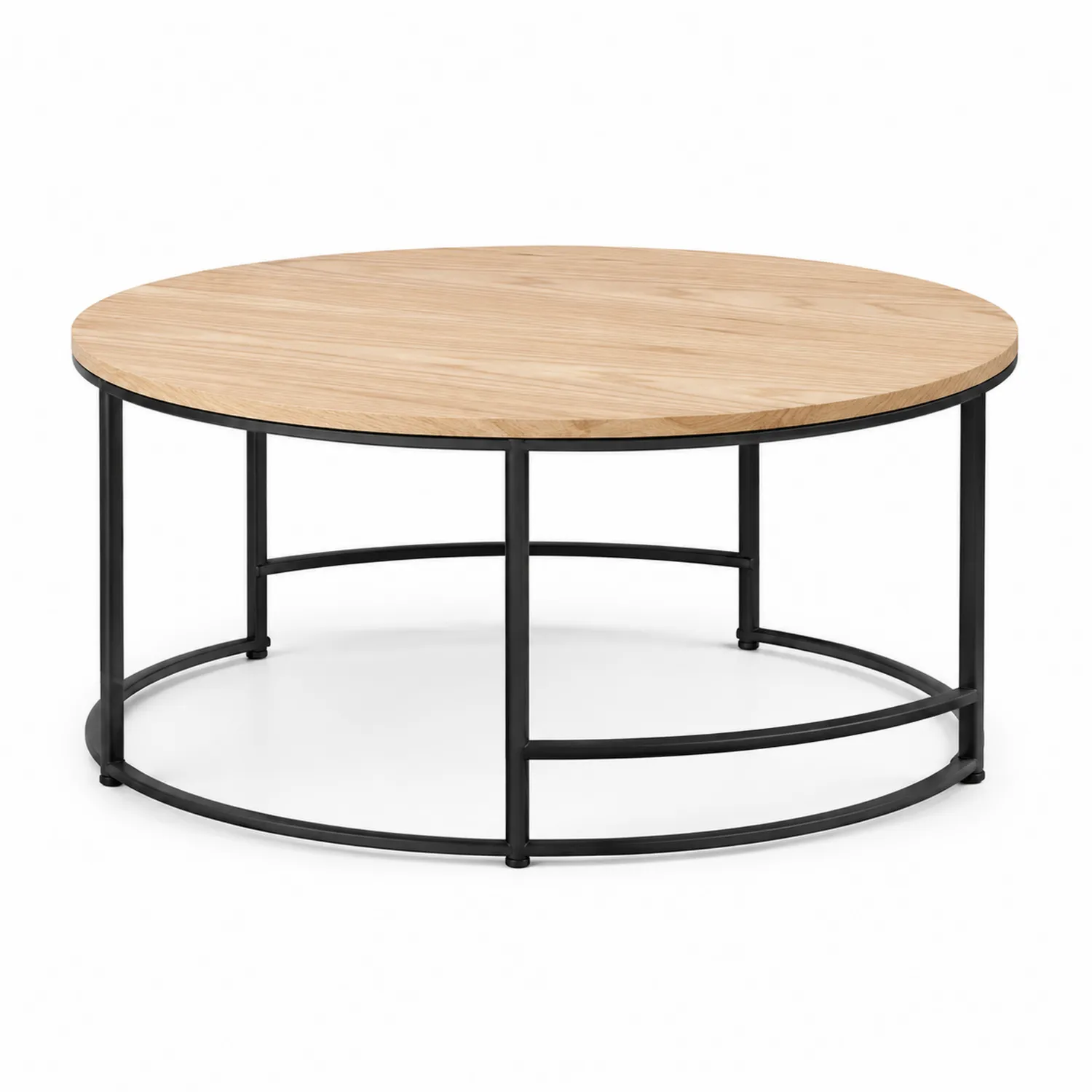Mesa de centro redonda de madera y metal 80x45 cm
