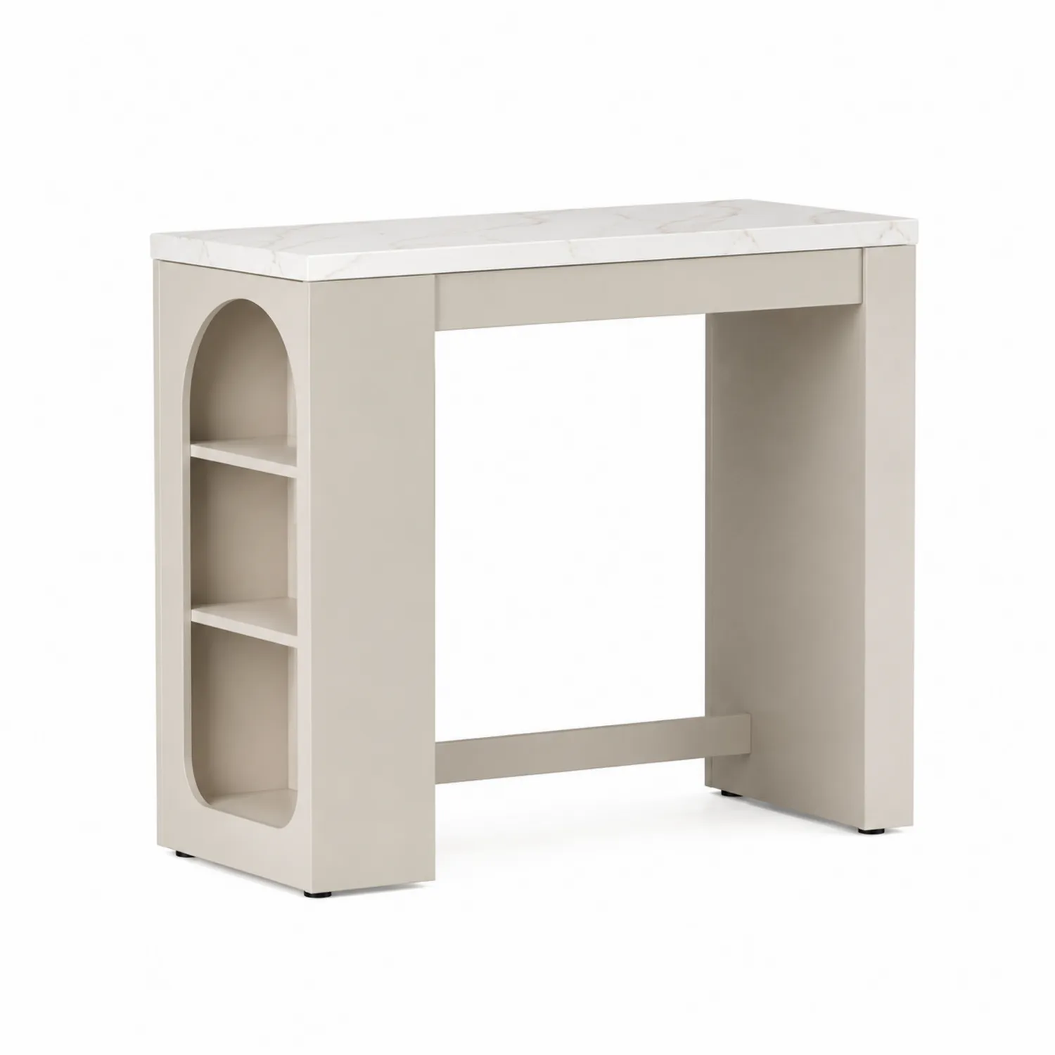 Isla de cocina beige con superficie de mármol 120x40x90cm