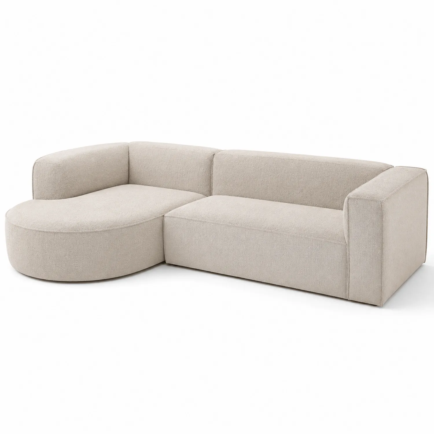 Sofá esquinero en forma de L de tela beige 230x150x80 cm