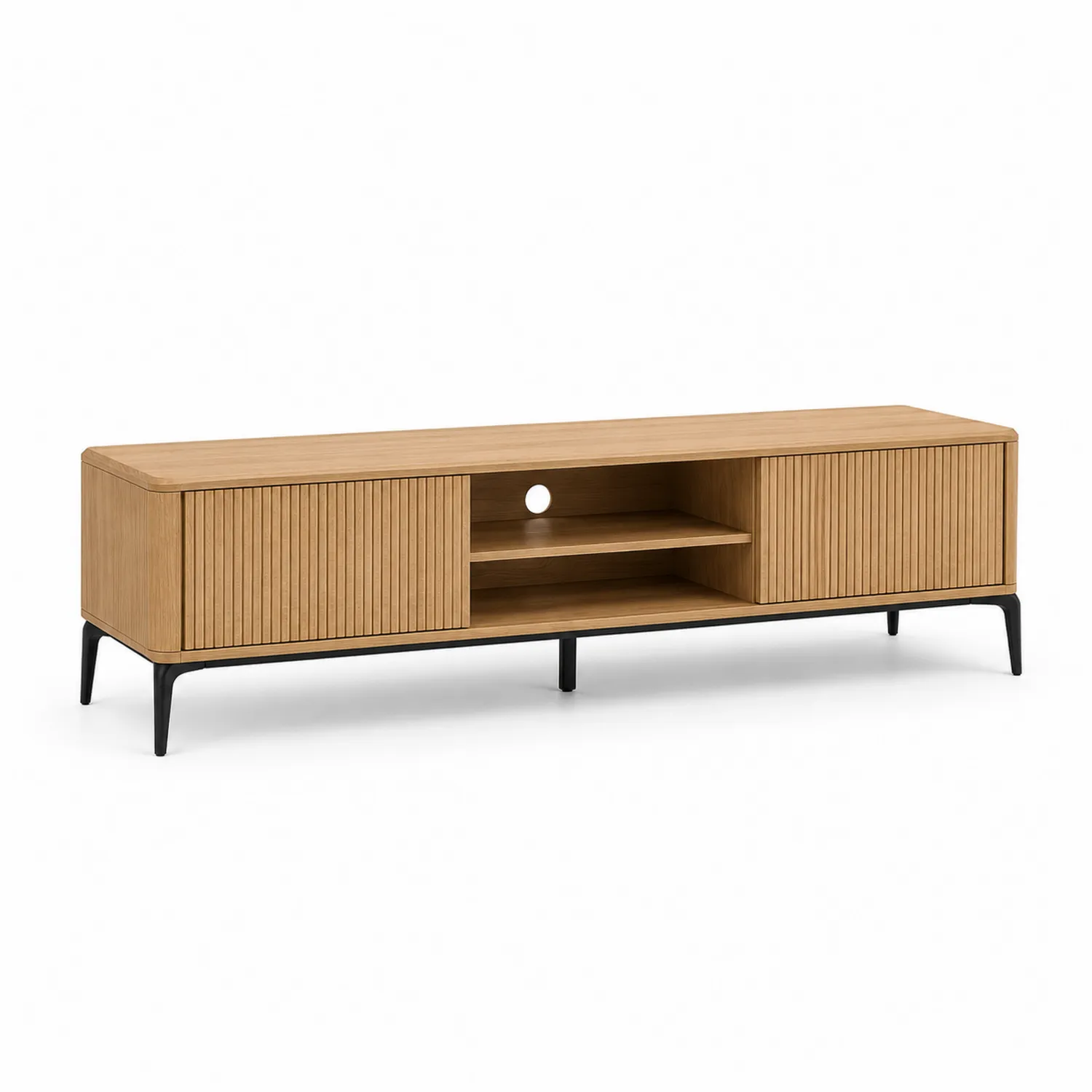 Mueble de TV de Madera y Metal con Puertas Correderas de 180 cm