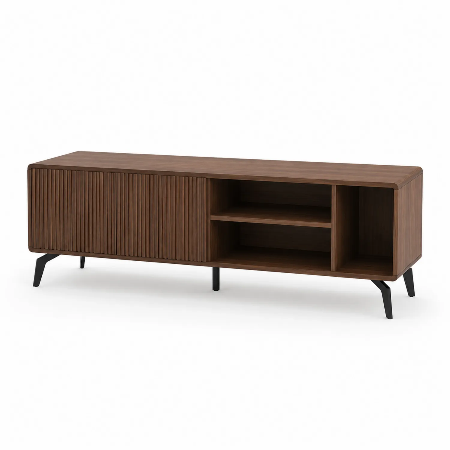 Mueble de TV de Madera y Patas de Metal Marrón 180x45x50 cm