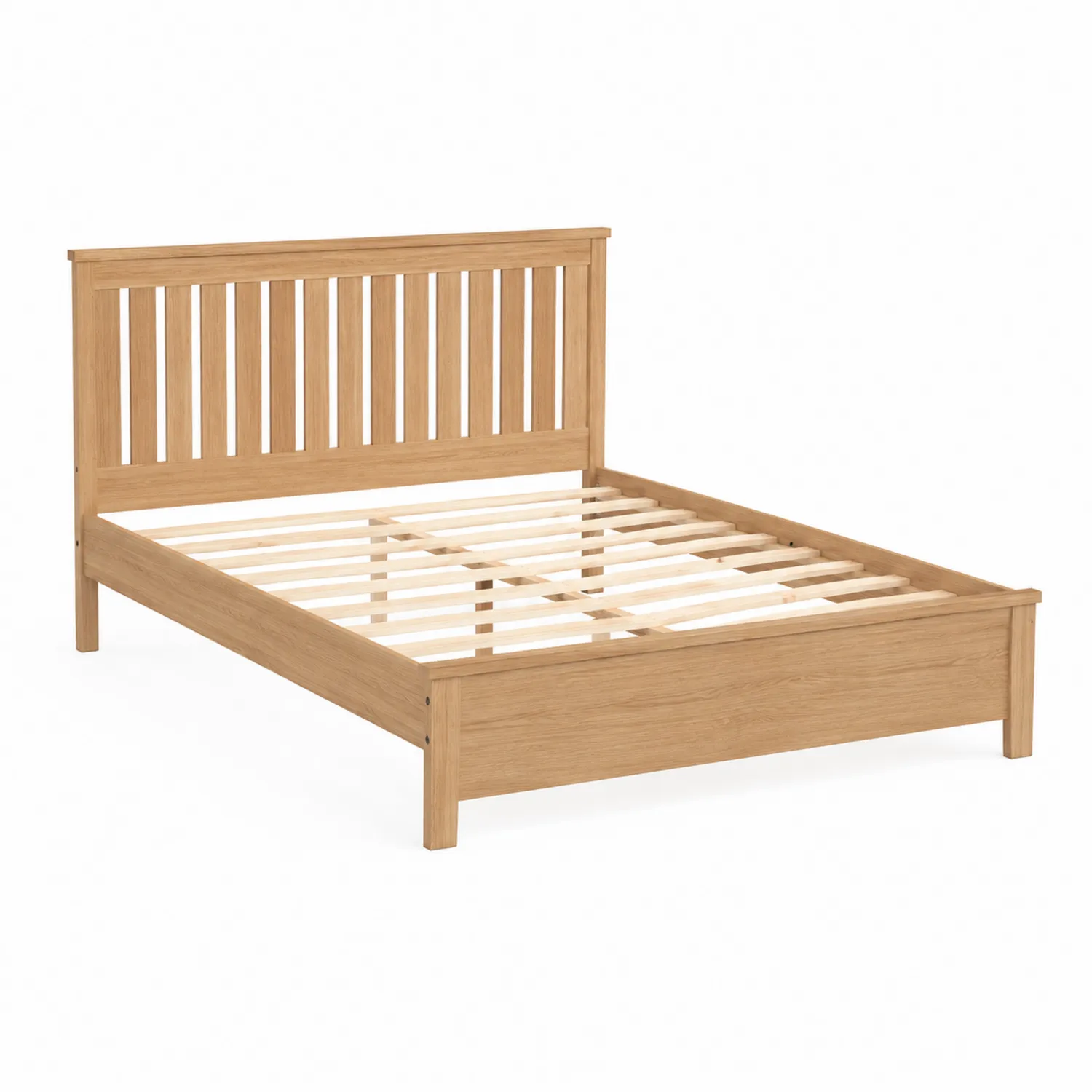 Cama de Matrimonio de Madera de Roble Maciza