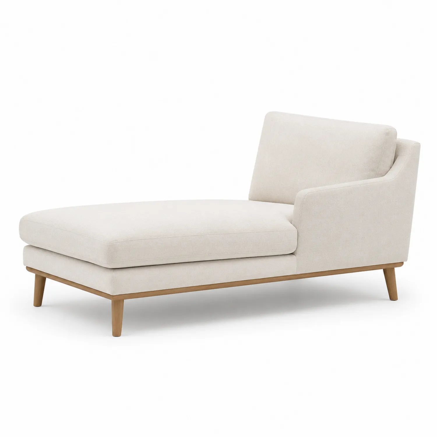Sofá Chaise Longue de Poliéster Beige con Estructura de Roble