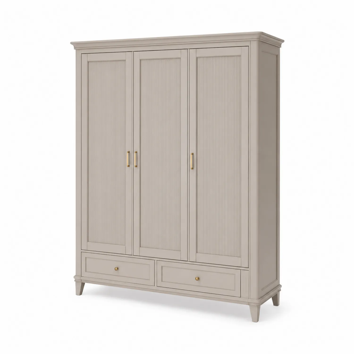 Armario de Madera con 3 Puertas y 2 Cajones Beige 180x60x200 cm