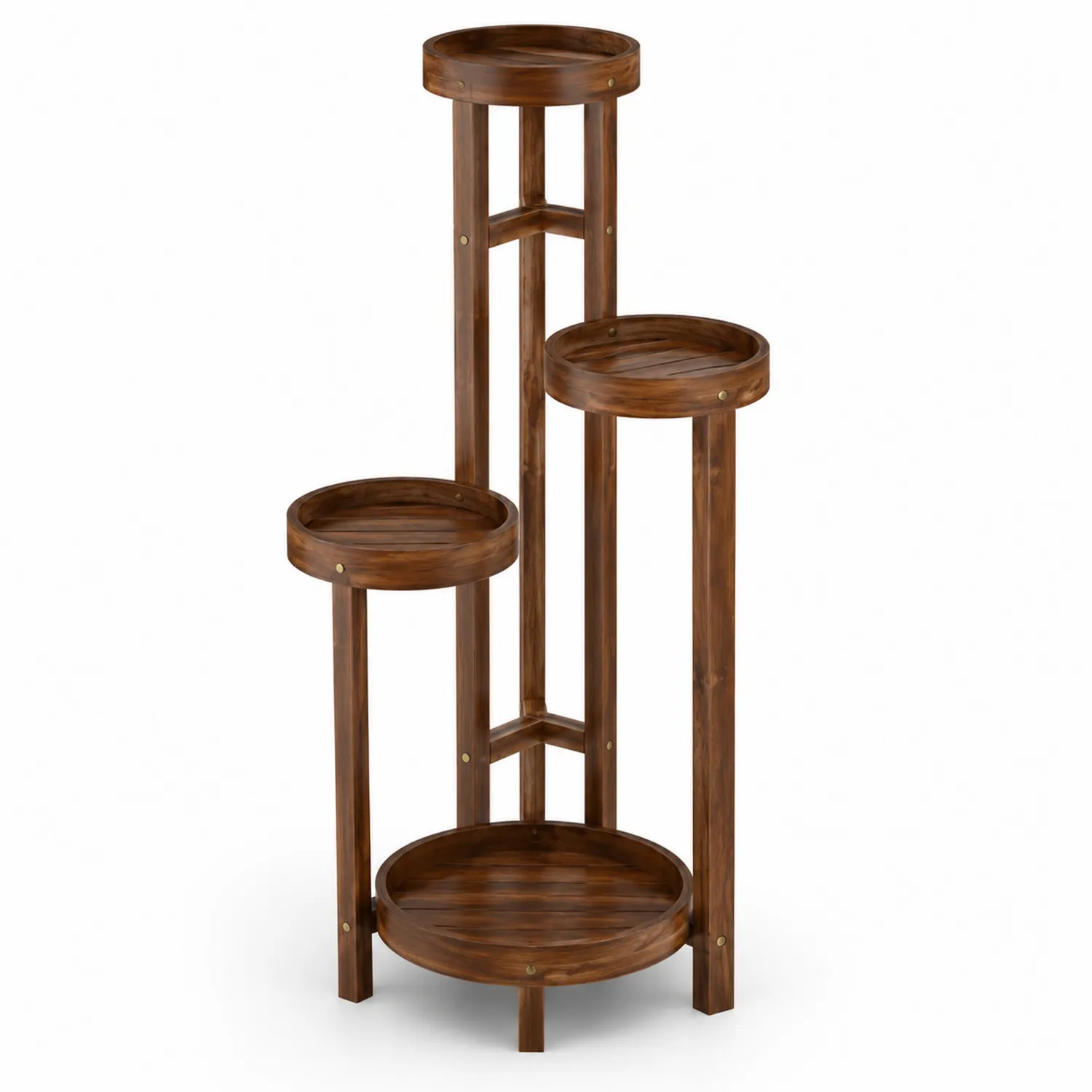 Soporte para plantas de madera maciza con 4 niveles 80x40x33 cm