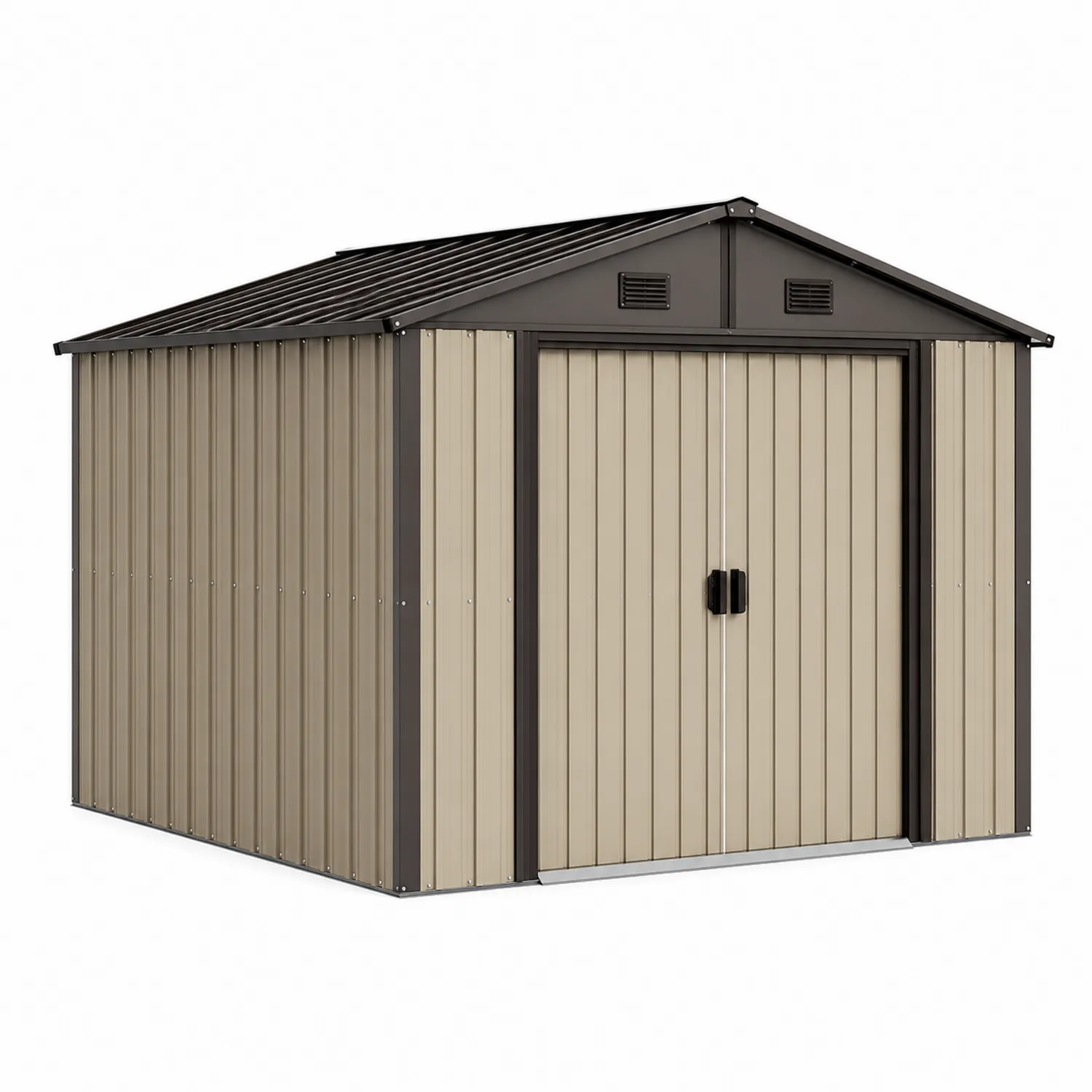 Cobertizo de almacenamiento de acero galvanizado Beige/Gris 257x312x178 cm