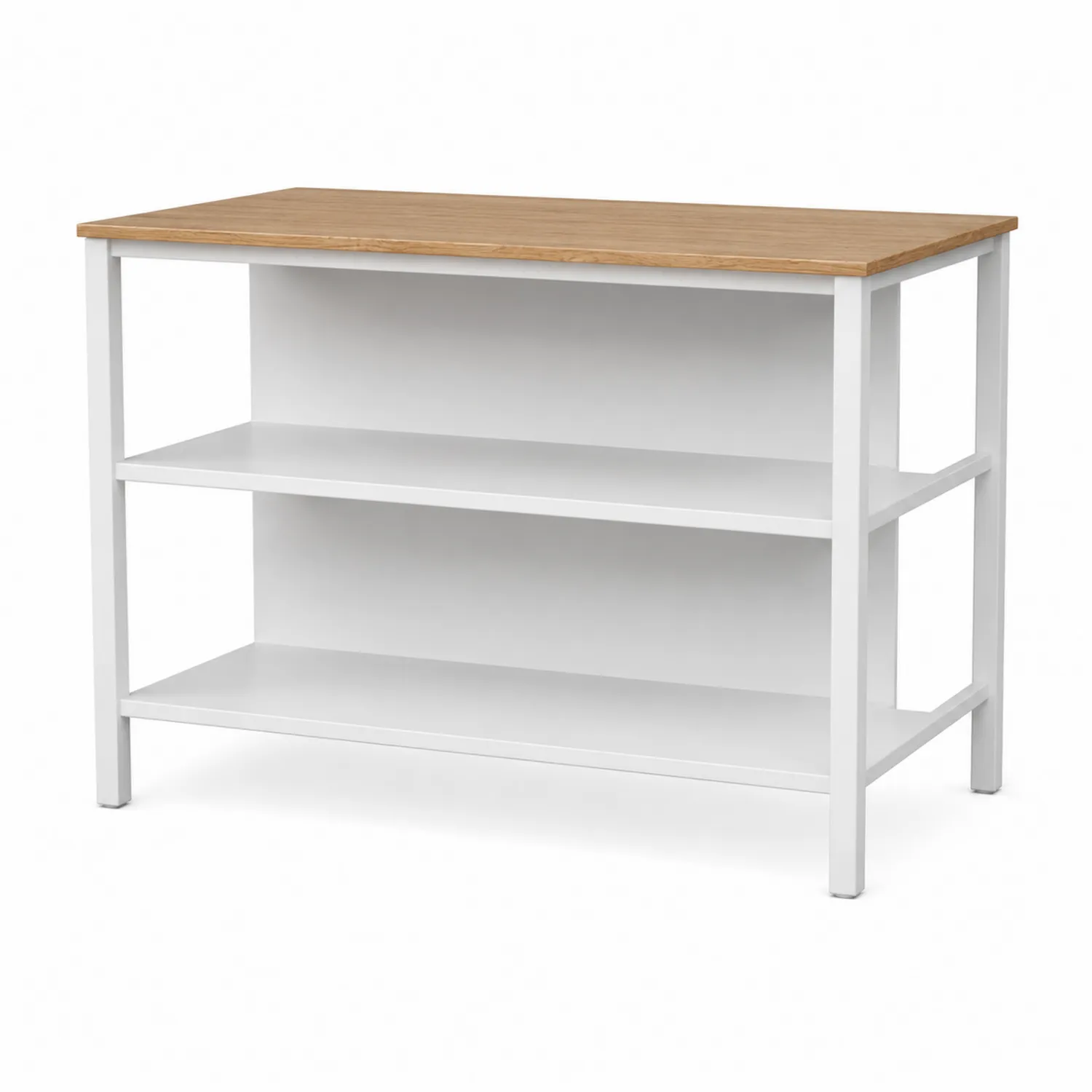 Isla de Cocina de Acero con Encimera de Madera Contrachapada