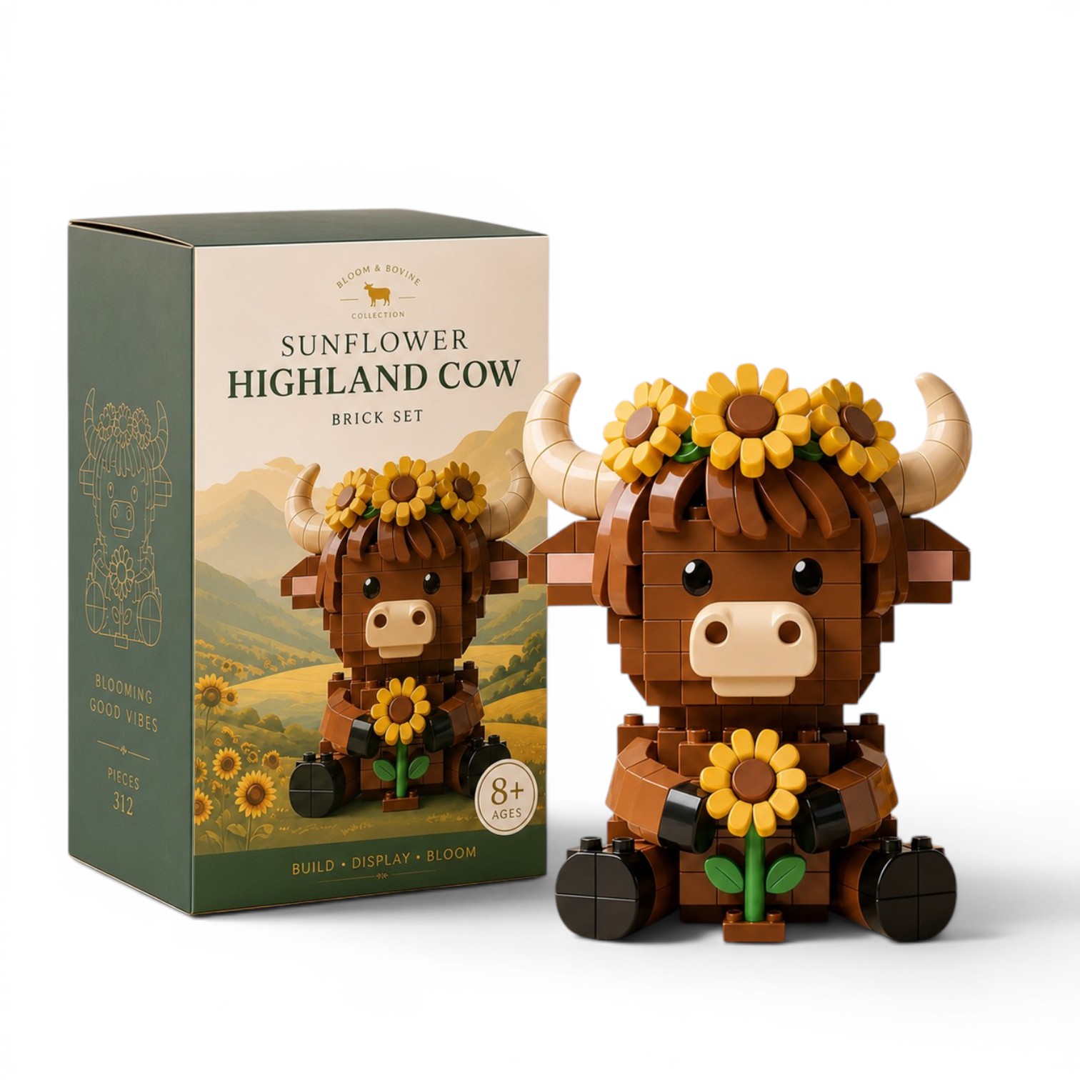 🔥Hot Sale 60% OFF🔥Sunflower Highland Cow Brick Set🌻🐂