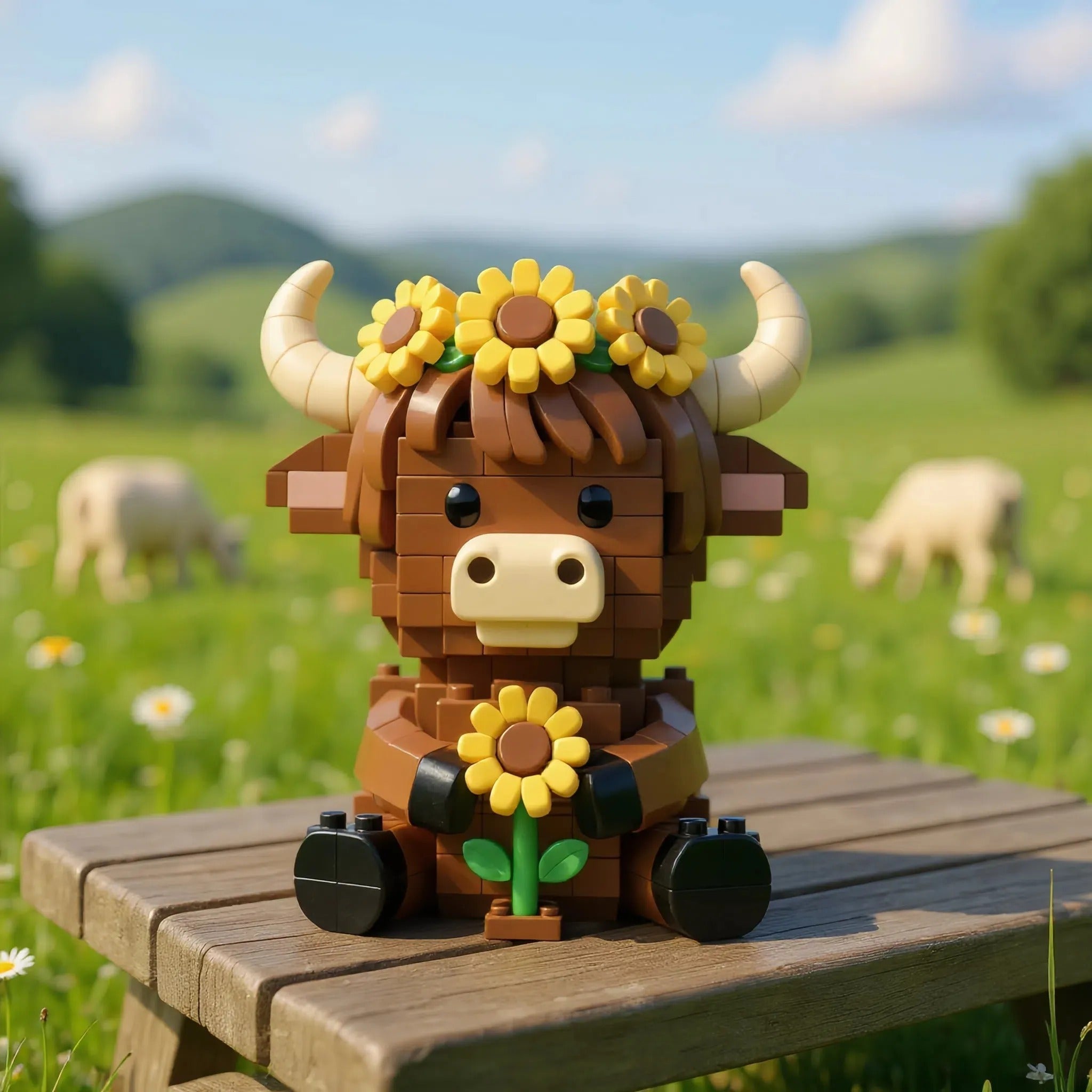 🔥Hot Sale 60% OFF🔥Sunflower Highland Cow Brick Set🌻🐂
