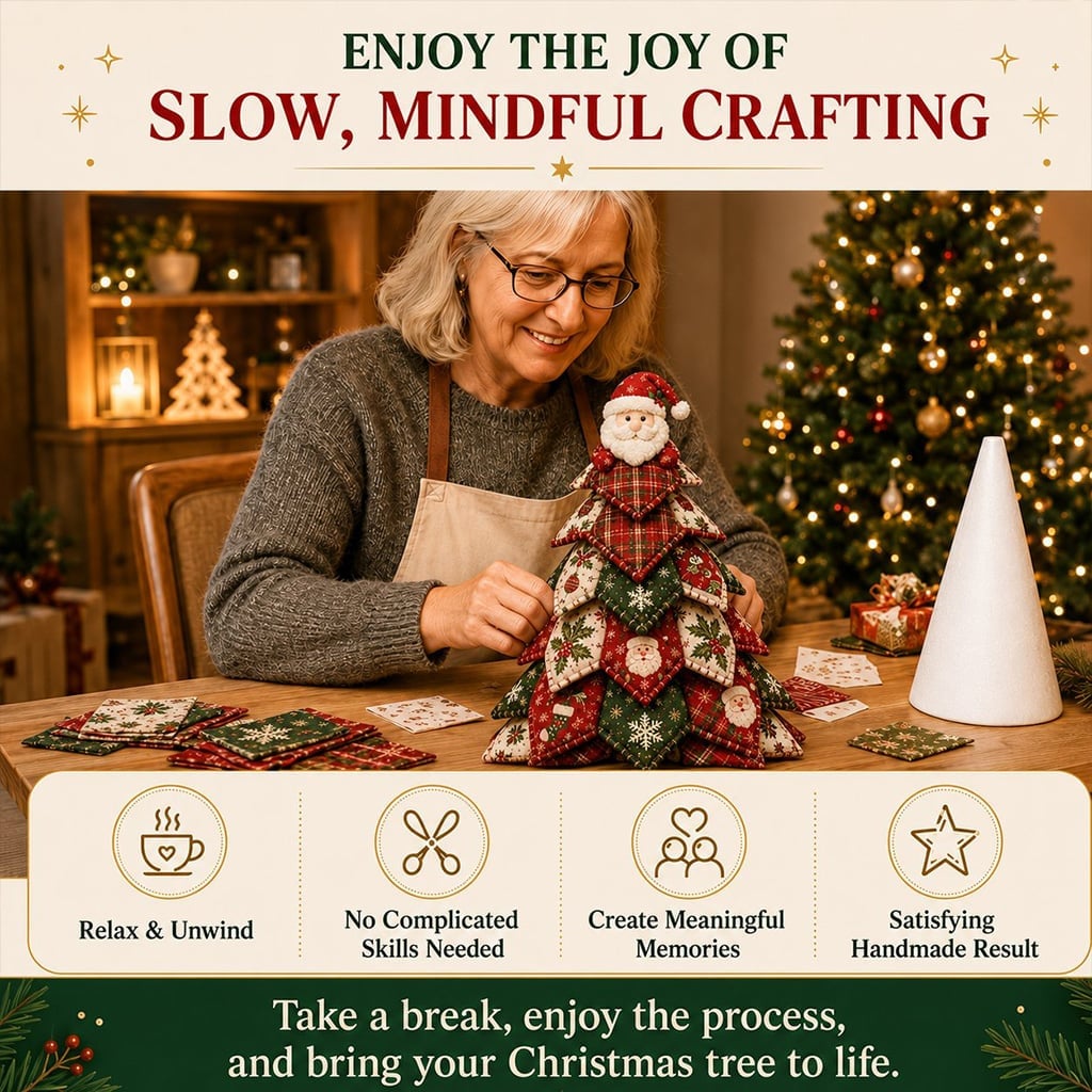 🎄🧵DIY Quilted Christmas Tree Kit – Handmade Fabric Holiday Tabletop Tree Decor