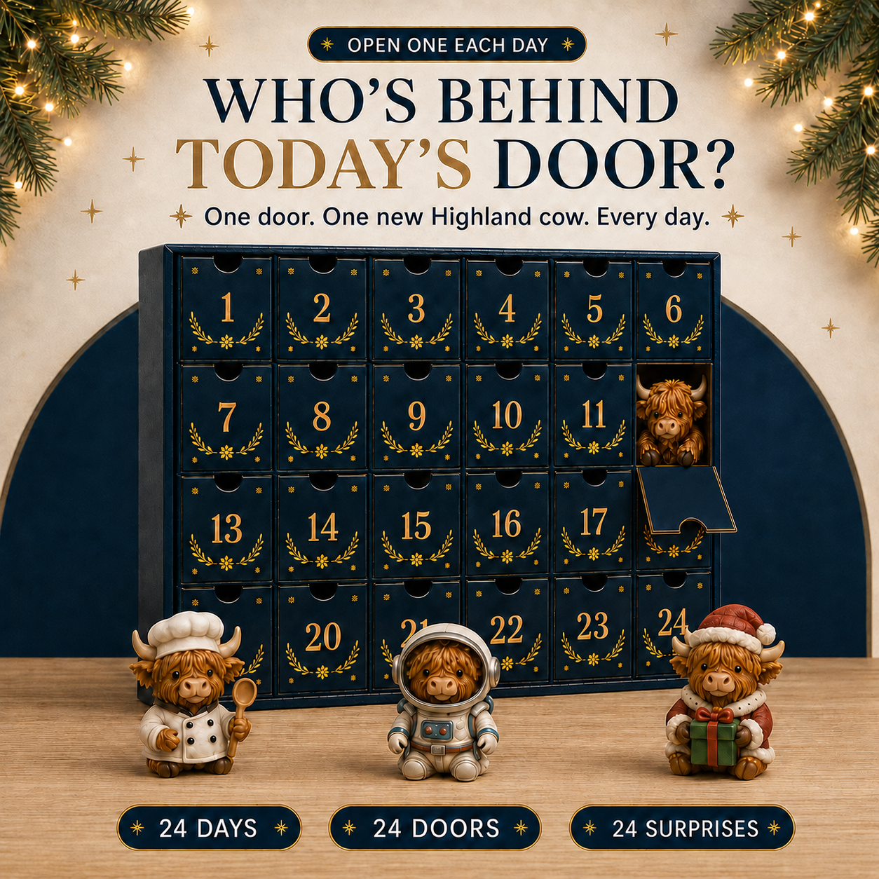 🔥LAST DAY 49% OFF-🐮 24 Days of Highland Cow Advent Calendar