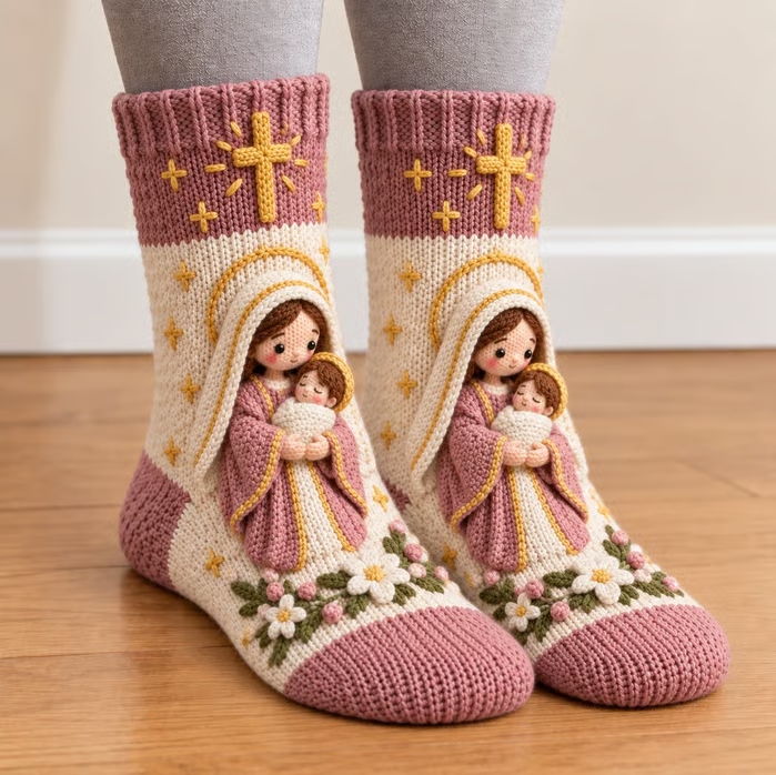 🎄Handmade 3D Nativity Christmas Socks