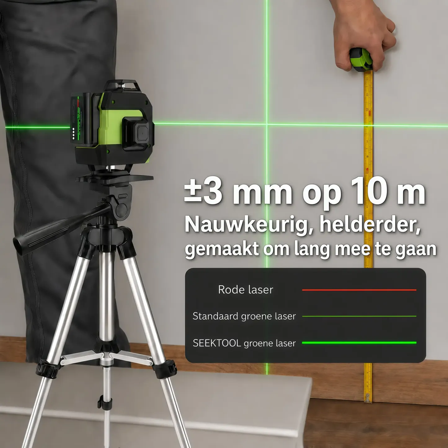 SEEKTOOL LX360 Pro 4×360° groene kruislijnlaser met 16 lijnen