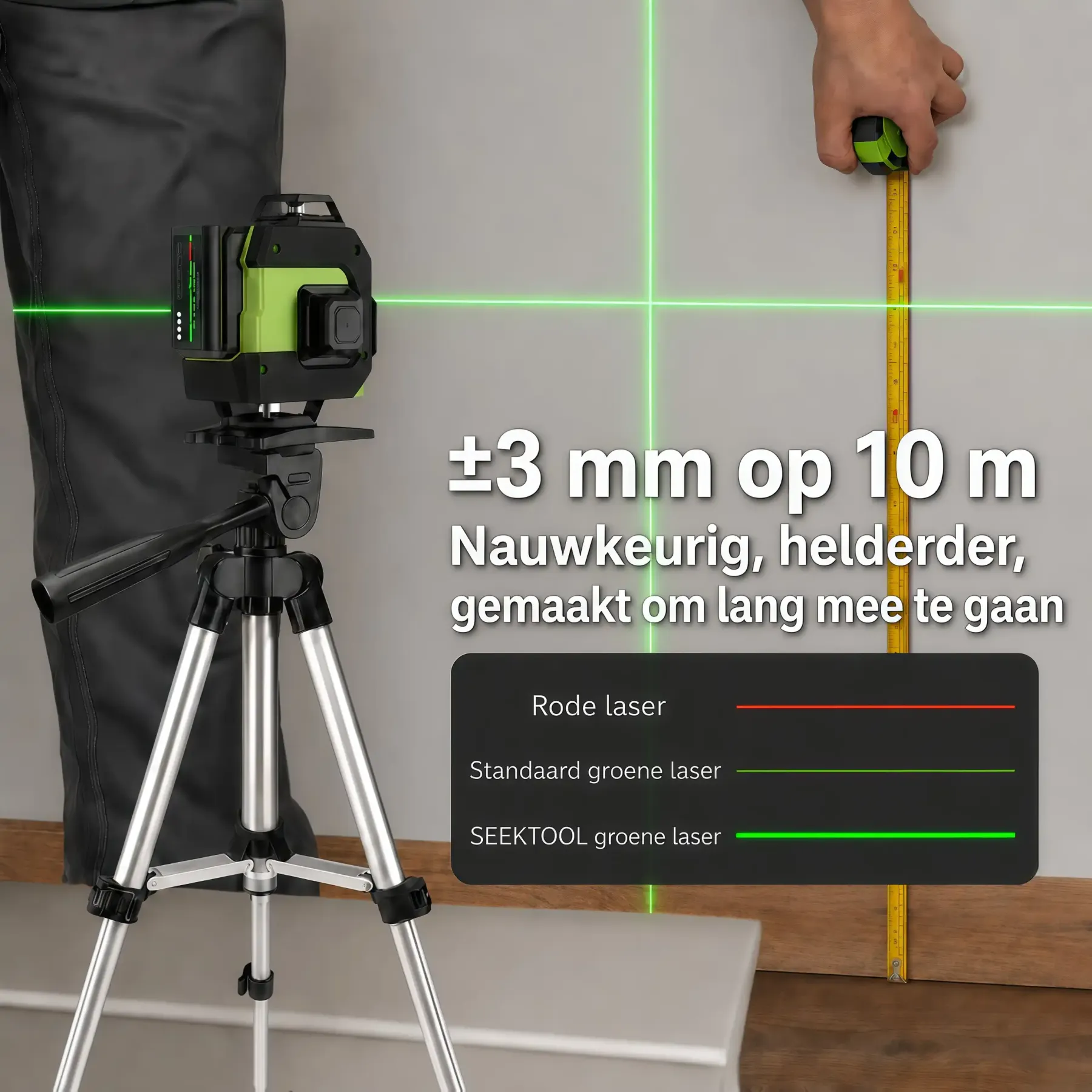 SEEKTOOL LX360 Pro 4×360° groene kruislijnlaser met 16 lijnen