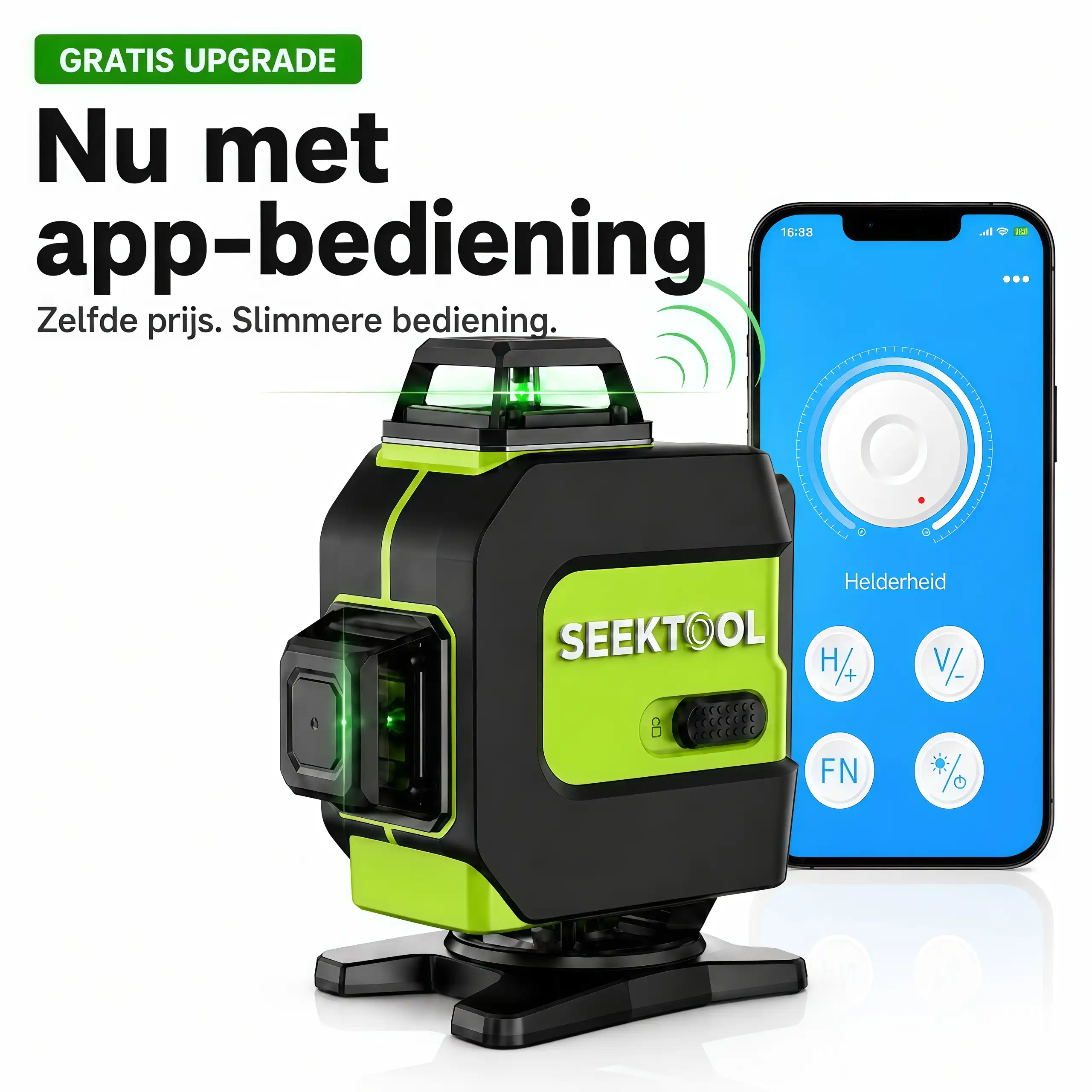 SEEKTOOL LX360 Pro 4×360° groene kruislijnlaser met 16 lijnen