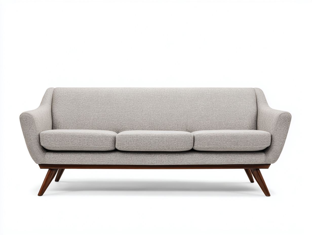 Canapé 3 places-Tissu-Bois-226 x 90 x 83 cm-Gris sable-Style mid-century moderne-Cozyupio