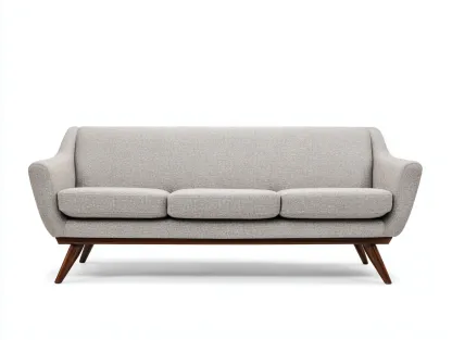 Canapé 3 places-Tissu-Bois-226 x 90 x 83 cm-Gris sable-Style mid-century moderne-Cozyupio