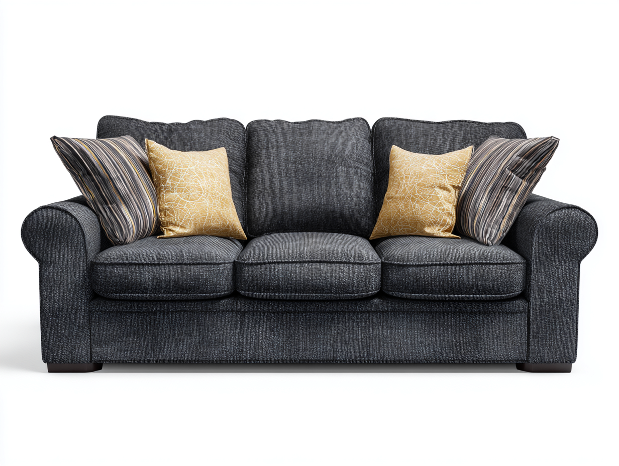 Canapé 3 places-Tissu-Bois-234 x 98 x 90 cm-Gris graphite-Style cosy contemporain-Cozyupio