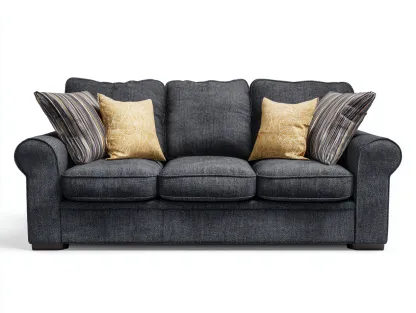 Canapé 3 places-Tissu-Bois-234 x 98 x 90 cm-Gris graphite-Style cosy contemporain-Cozyupio