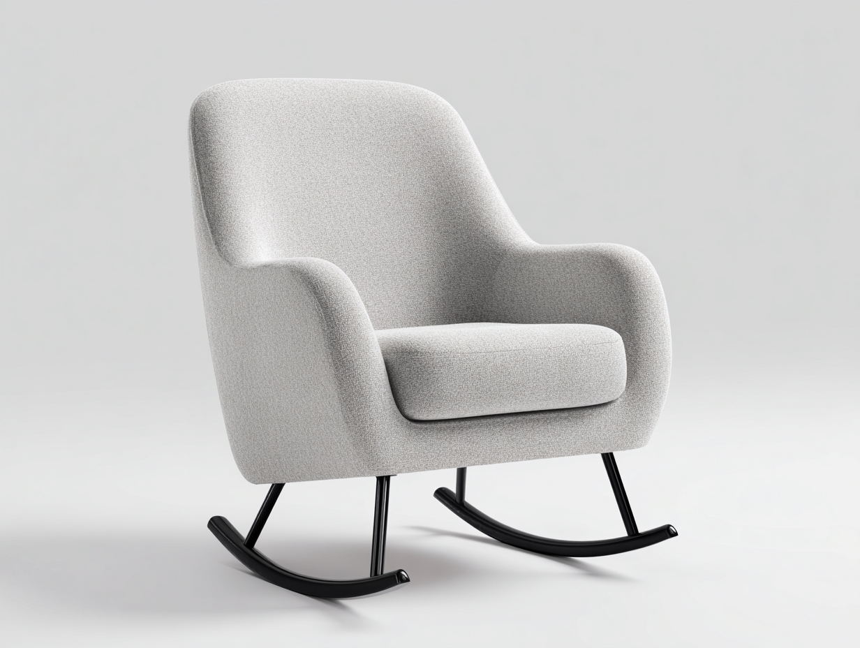 Fauteuil à bascule-tissu-métal-82x90x96 cm-gris clair-style moderne-Cozyupio