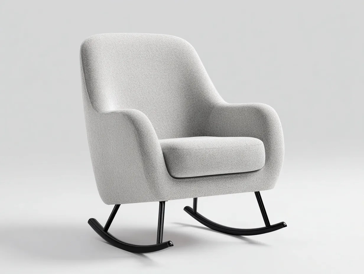 Fauteuil à bascule-tissu-métal-82x90x96 cm-gris clair-style moderne-Cozyupio
