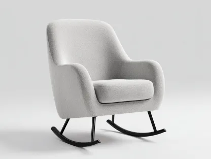 Fauteuil à bascule-tissu-métal-82x90x96 cm-gris clair-style moderne-Cozyupio