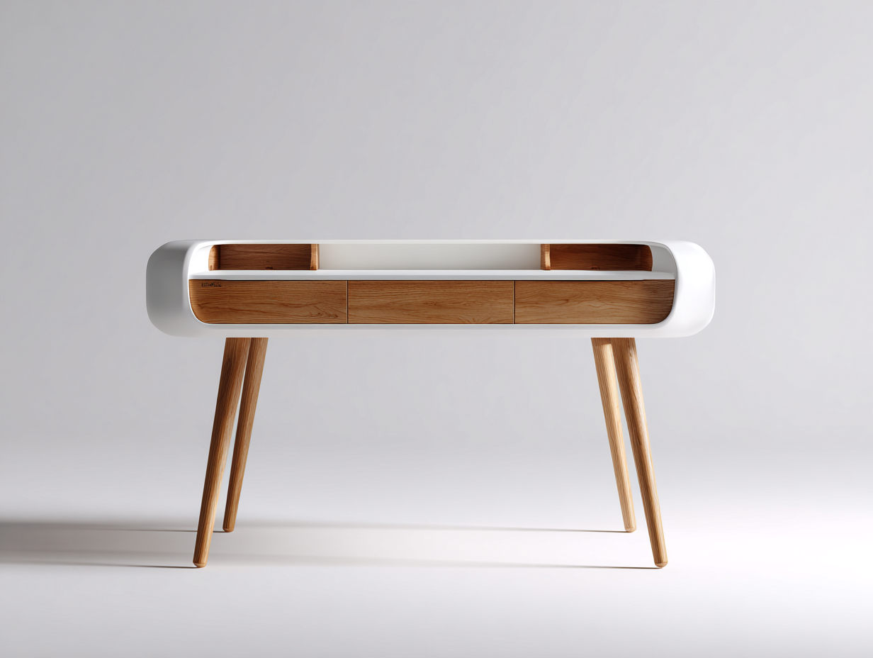 Bureau - bois-MDF - 132x61x89 cm - blanc-chêne - style design contemporain-Cozyupio