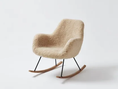 Fauteuil à bascule-tissu sherpa-métal-bois-77x88x96 cm-crème-style scandinave-Cozyupio