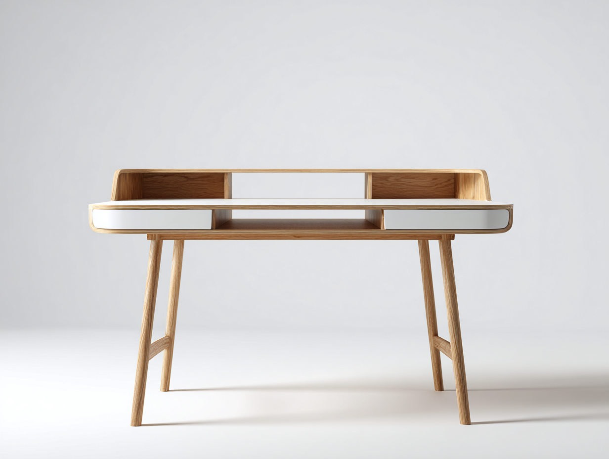 Bureau - bois-MDF - 128x62x92 cm - blanc-chêne - style contemporain raffiné-Cozyupio