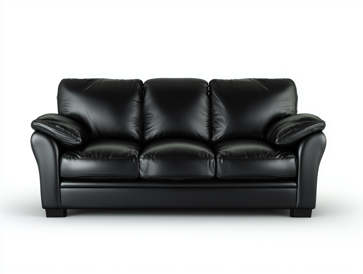 Canapé 3 places-Cuir synthétique-229 x 97 x 92 cm-Noir-Style confort moderne-Cozyupio