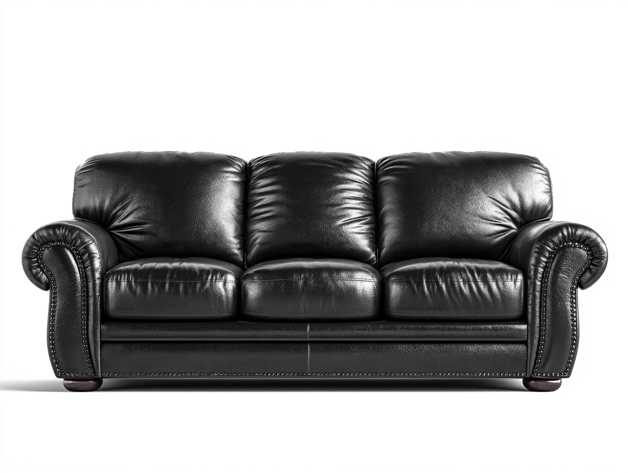 Canapé 3 places-Cuir synthétique-236 x 99 x 93 cm-Noir-Style classique confort-Cozyupio