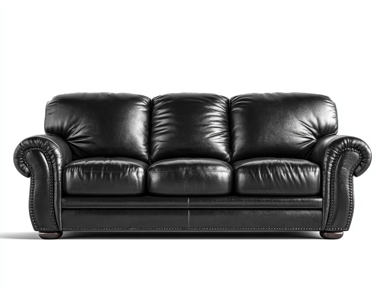 Canapé 3 places-Cuir synthétique-236 x 99 x 93 cm-Noir-Style classique confort-Cozyupio