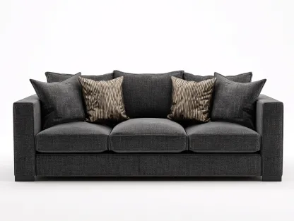 Canapé 3 places-Tissu-Bois-241 x 101 x 89 cm-Gris carbone-Style lounge moderne-Cozyupio