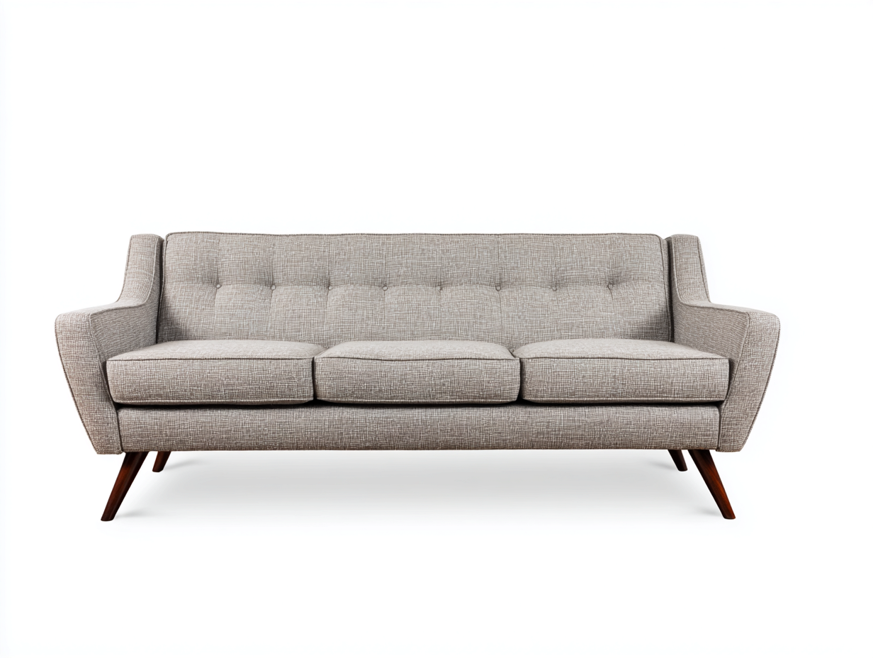 Canapé 3 places-Tissu-Bois-223 x 89 x 84 cm-Beige grisé-Style rétro moderne-Cozyupio