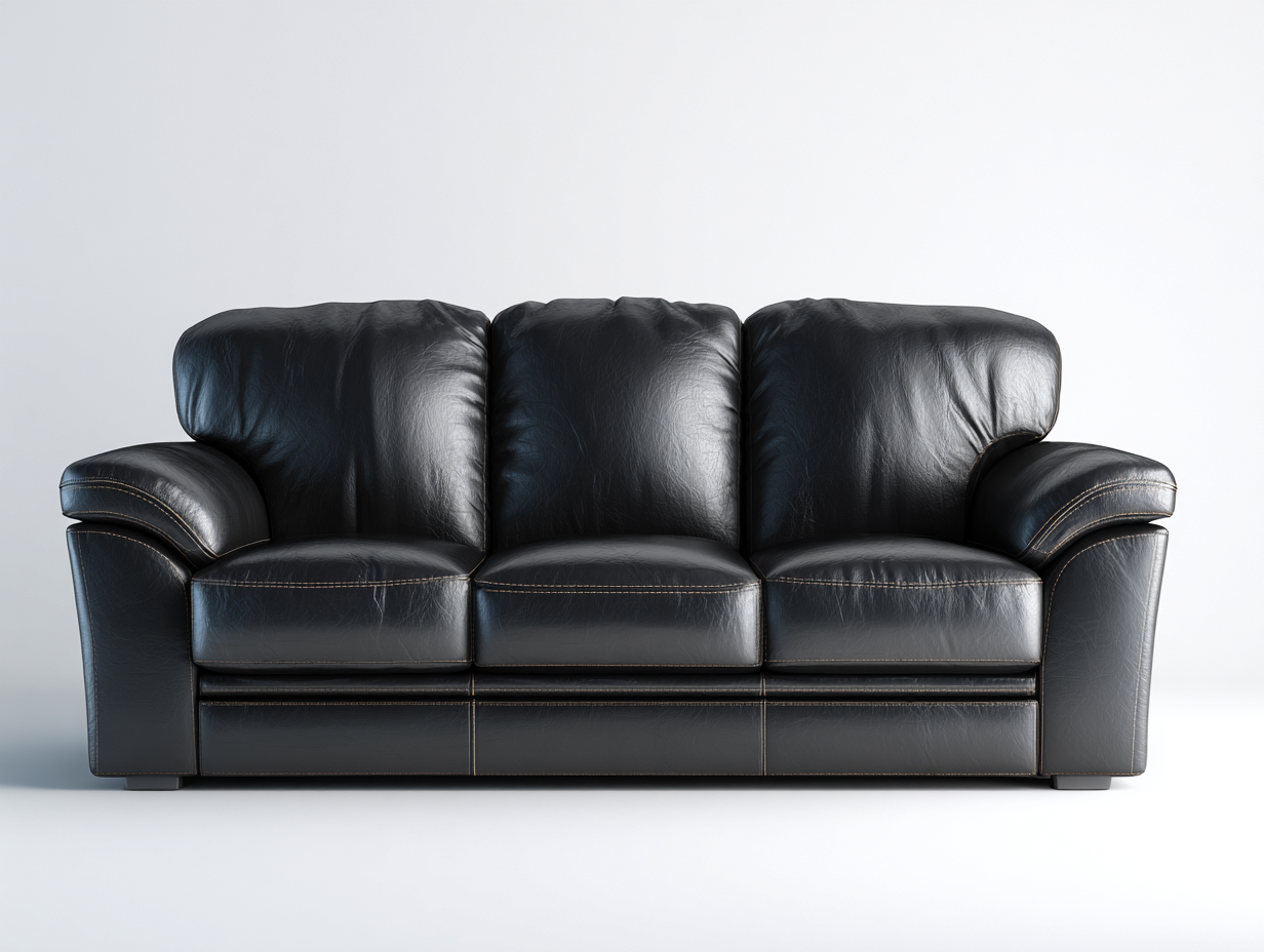 Canapé 3 places-Cuir synthétique-233 x 98 x 91 cm-Noir intense-Style contemporain premium-Cozyupio