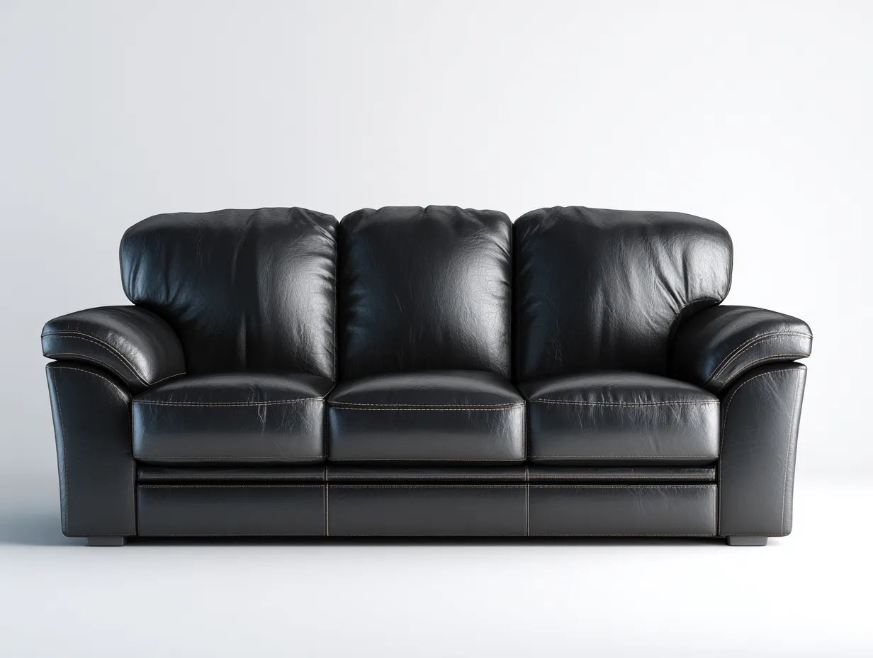 Canapé 3 places-Cuir synthétique-233 x 98 x 91 cm-Noir intense-Style contemporain premium-Cozyupio
