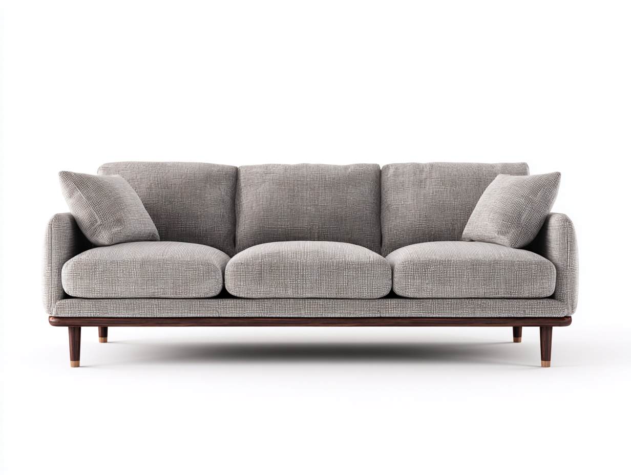 Canapé 3 places-Tissu-Bois-232 x 91 x 82 cm-Gris taupe-Style contemporain épuré-Cozyupio