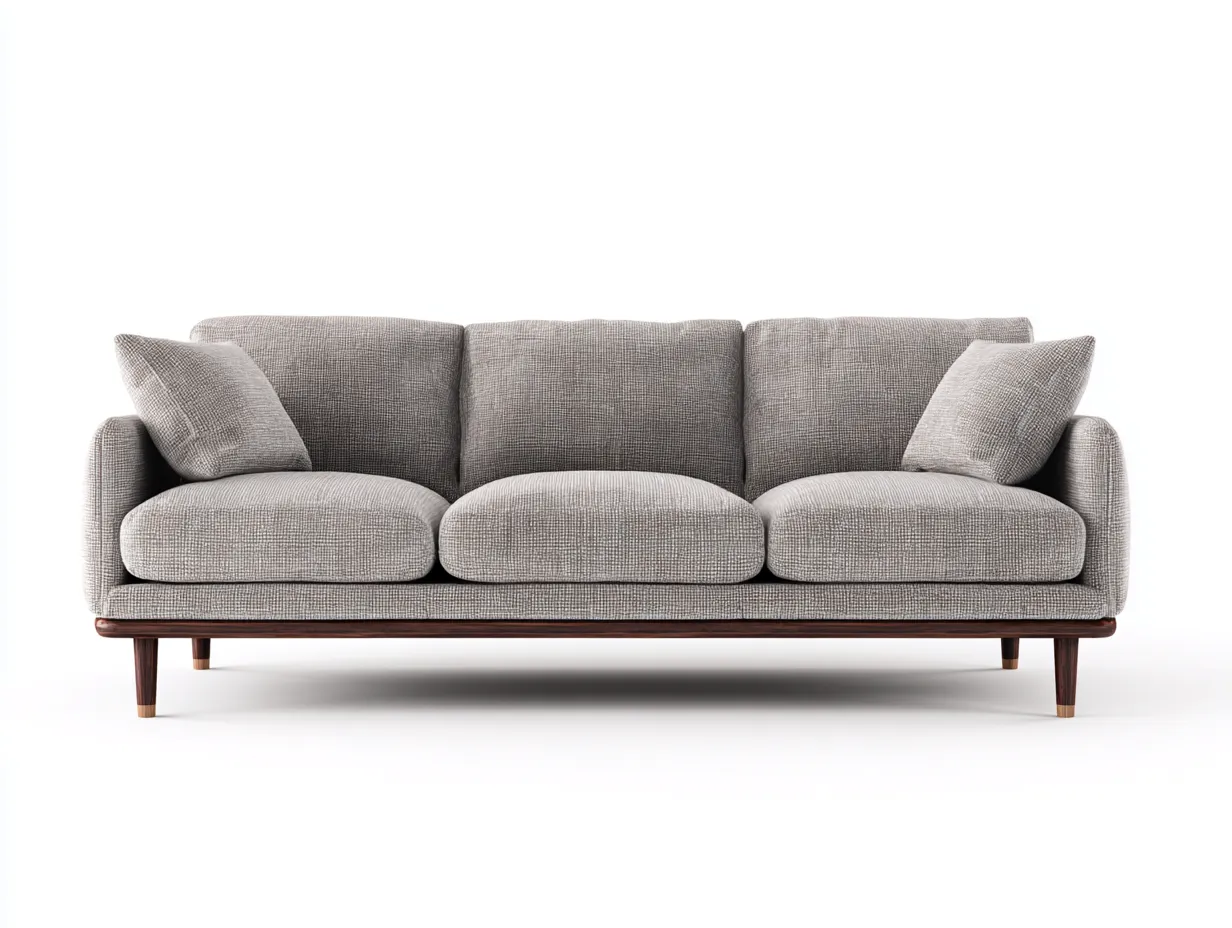 Canapé 3 places-Tissu-Bois-232 x 91 x 82 cm-Gris taupe-Style contemporain épuré-Cozyupio