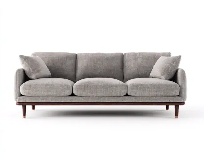 Canapé 3 places-Tissu-Bois-232 x 91 x 82 cm-Gris taupe-Style contemporain épuré-Cozyupio