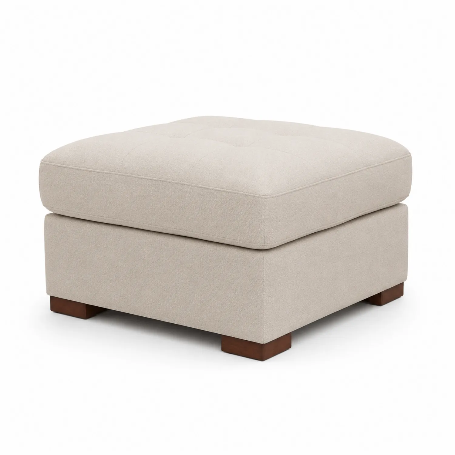 Reposapiés de tela beige con patas de madera-Livexora