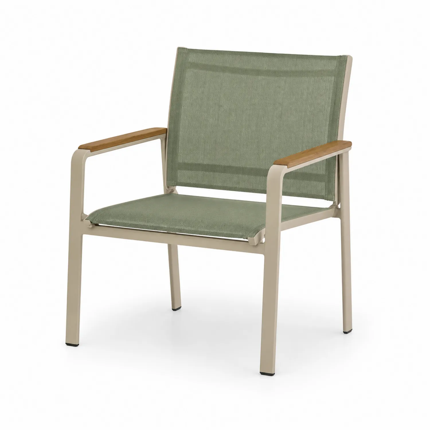 Silla de jardín con estructura de aluminio y asiento de tela verde-Livexora