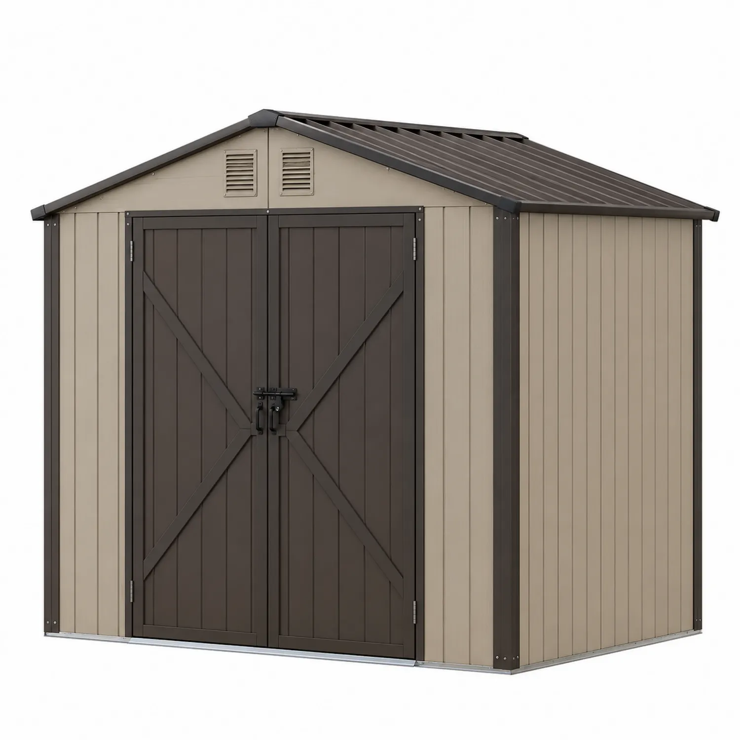 Cobertizo de Acero Galvanizado 213x130x185 cm Beige/Marrón-Livexora
