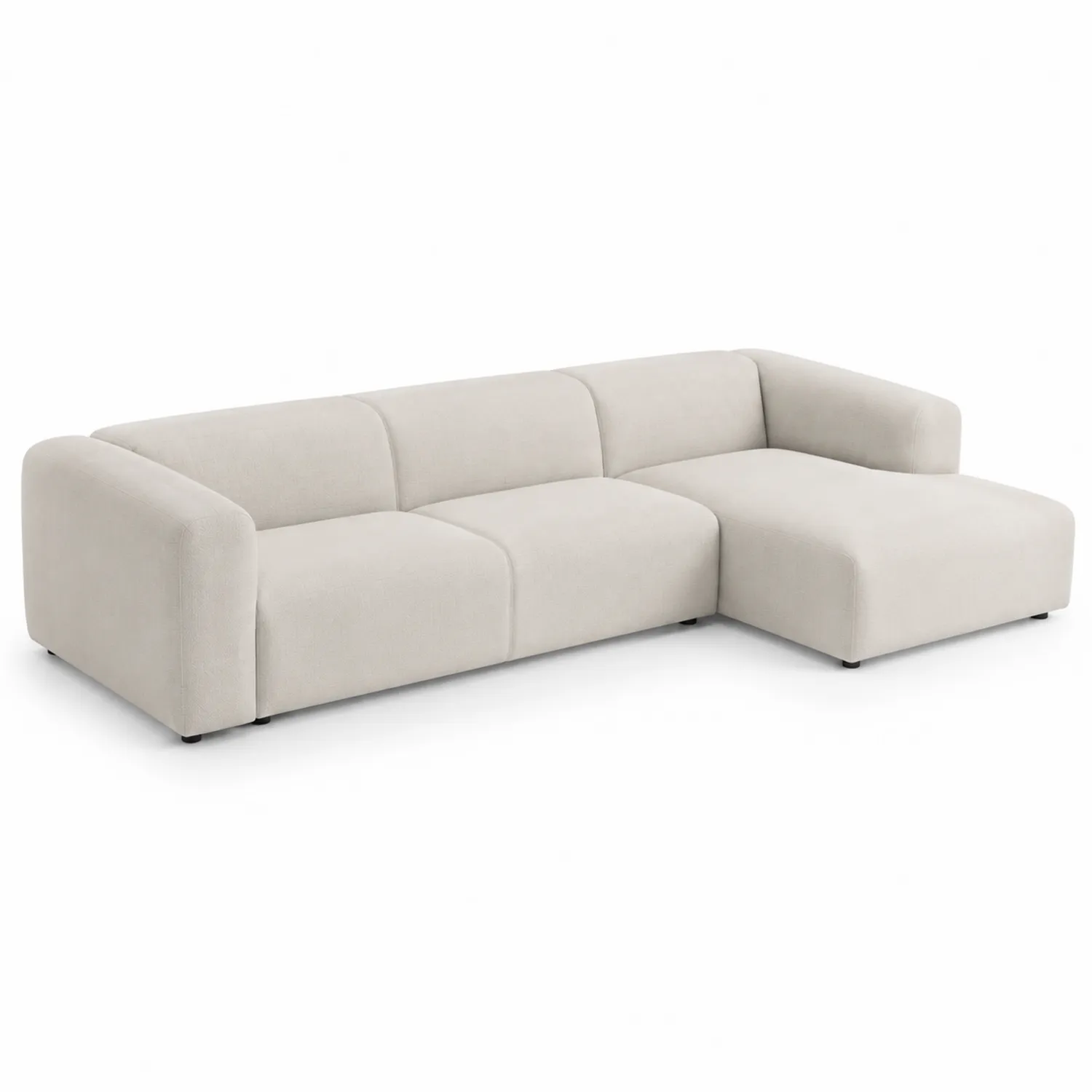 Sofá esquinero en L tela poliéster y madera contrachapada Beige-Livexora