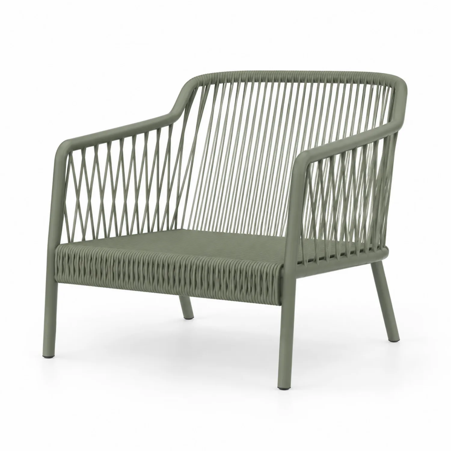 Sillón de aluminio y cuerda para exterior Verde-Livexora