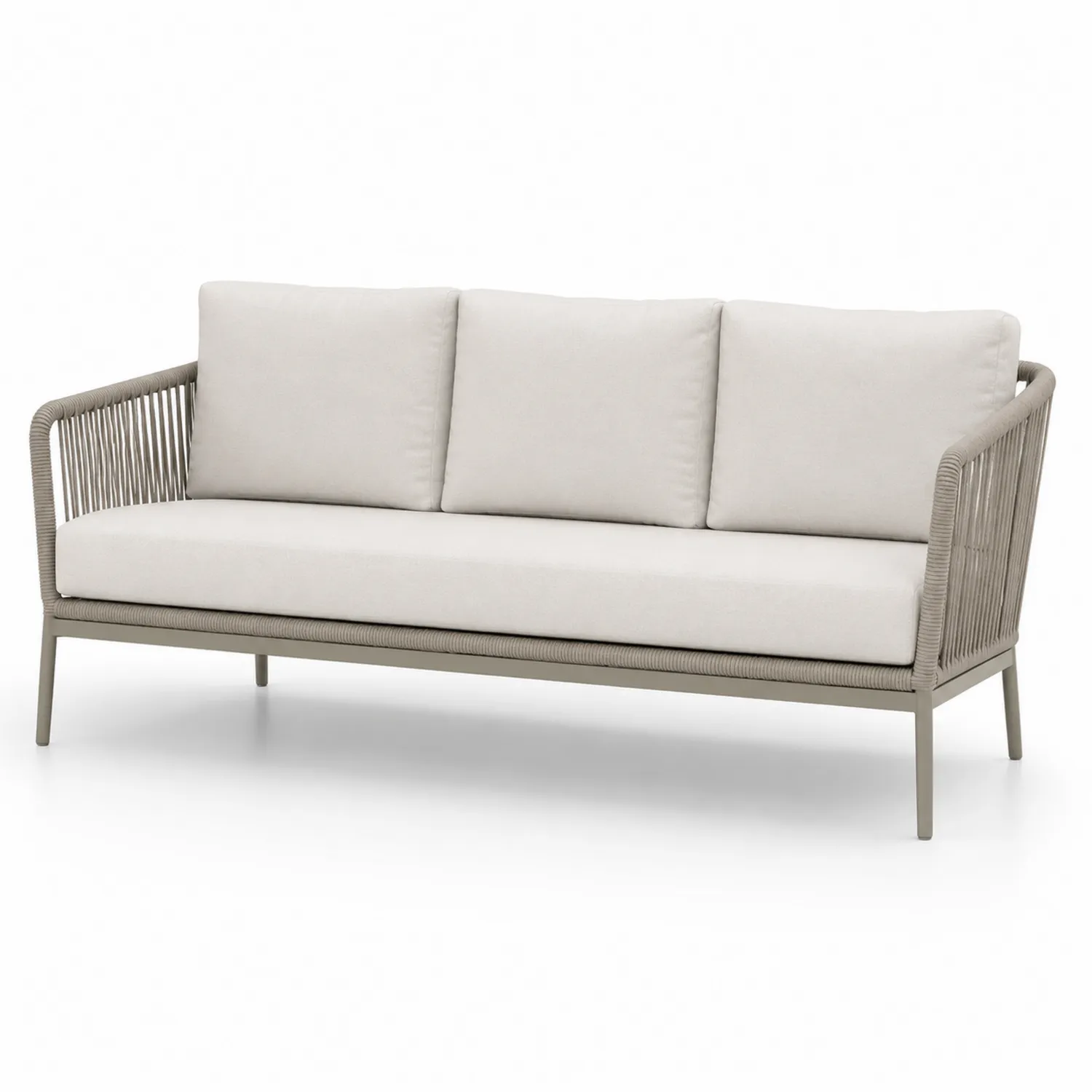 Sofá de jardín de aluminio y cuerda beige-Livexora