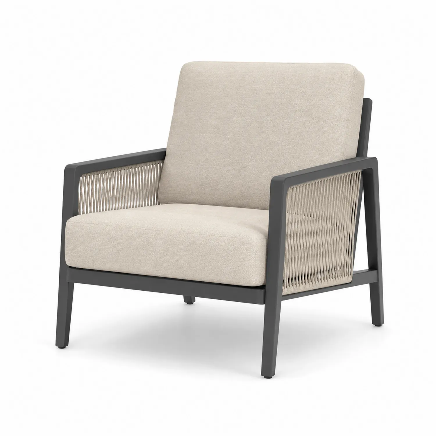 Sillón de Aluminio y Cuerda con Cojines Beige y Gris-Livexora