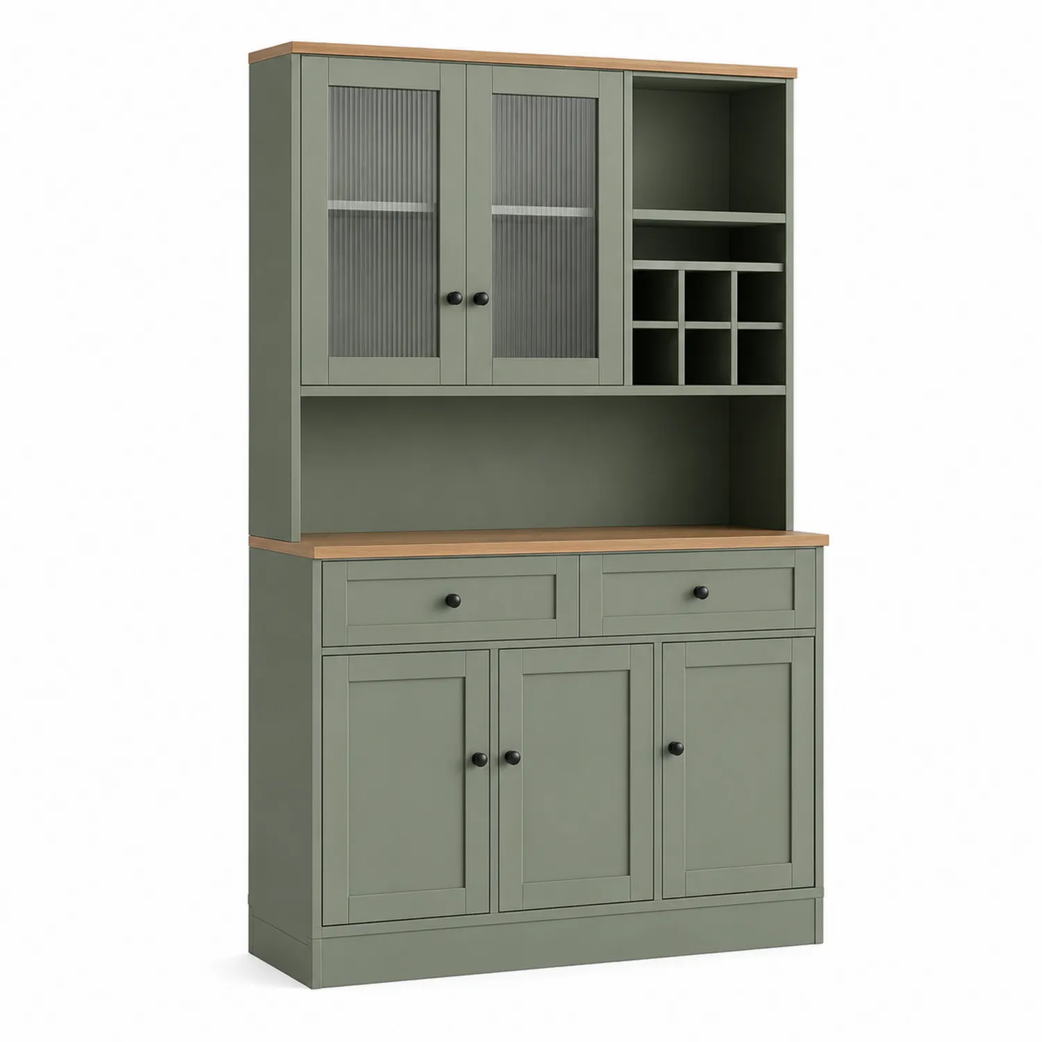 Aparador de Madera y Vidrio Verde 120x40x180 cm-Livexora