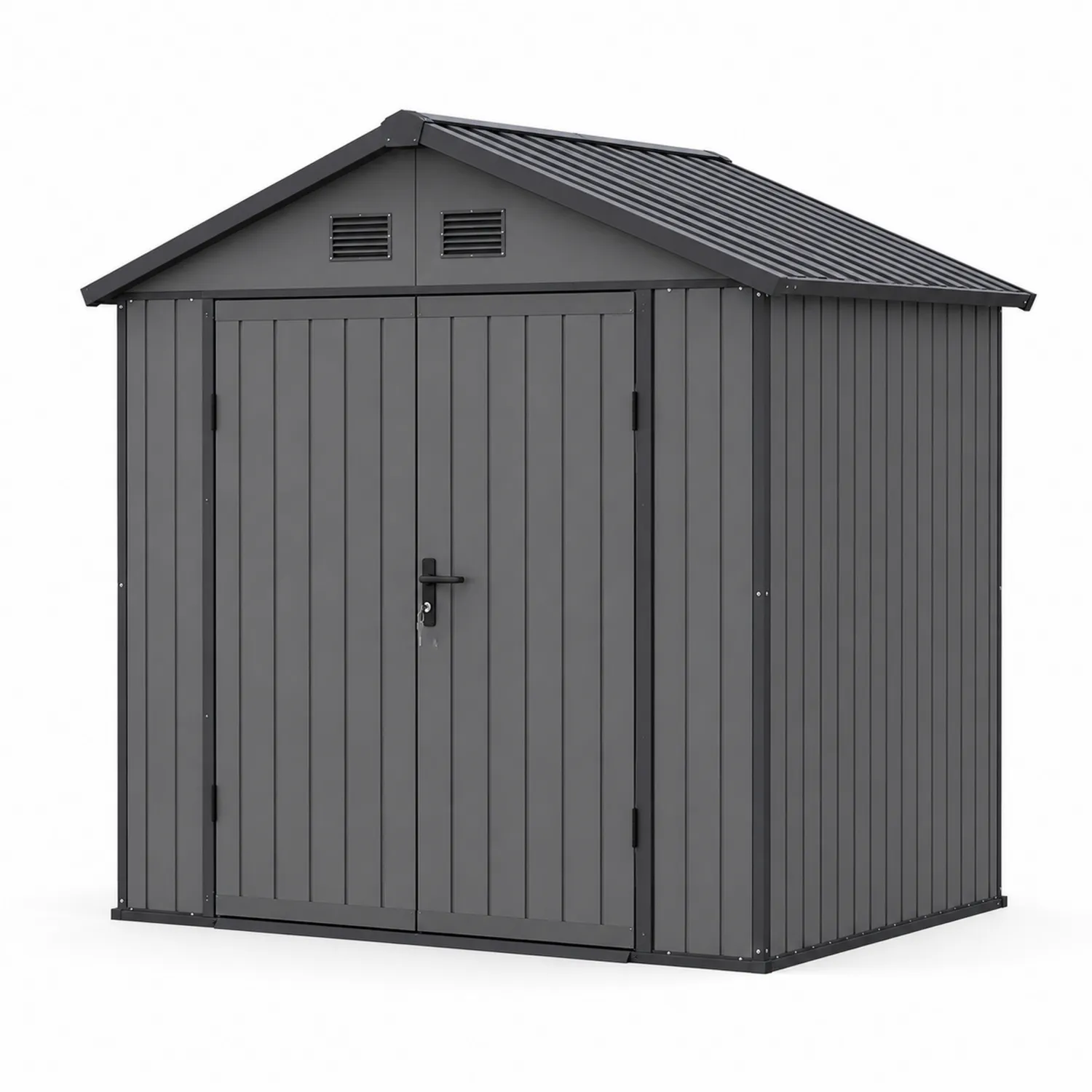 Cobertizo de acero galvanizado gris 213cm x 130cm x 173cm-Livexora